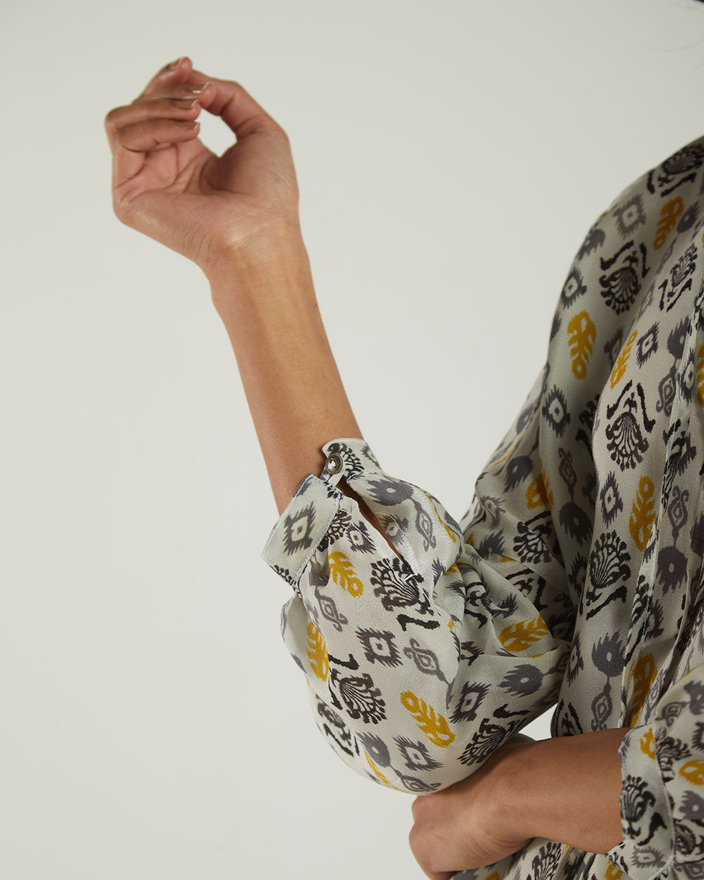 Multicolor Ikat top by Reistor with A Summer Situation by Reistor, Archived, Bemberg, Casual Wear, Natural, Prints, Regular Fit, Tops, Tunic Tops, White, Womenswear at Kamakhyaa for sustainable fashion