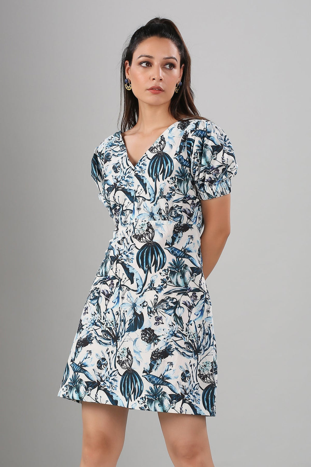 Multicolor Mini Dress by MOH-The Eternal Dhaga with Cotton, Mini Dresses, Moh-The eternal Dhaga, Multicolor, Natural, Prints, Resort Wear, Slim Fit, Womenswear at Kamakhyaa for sustainable fashion