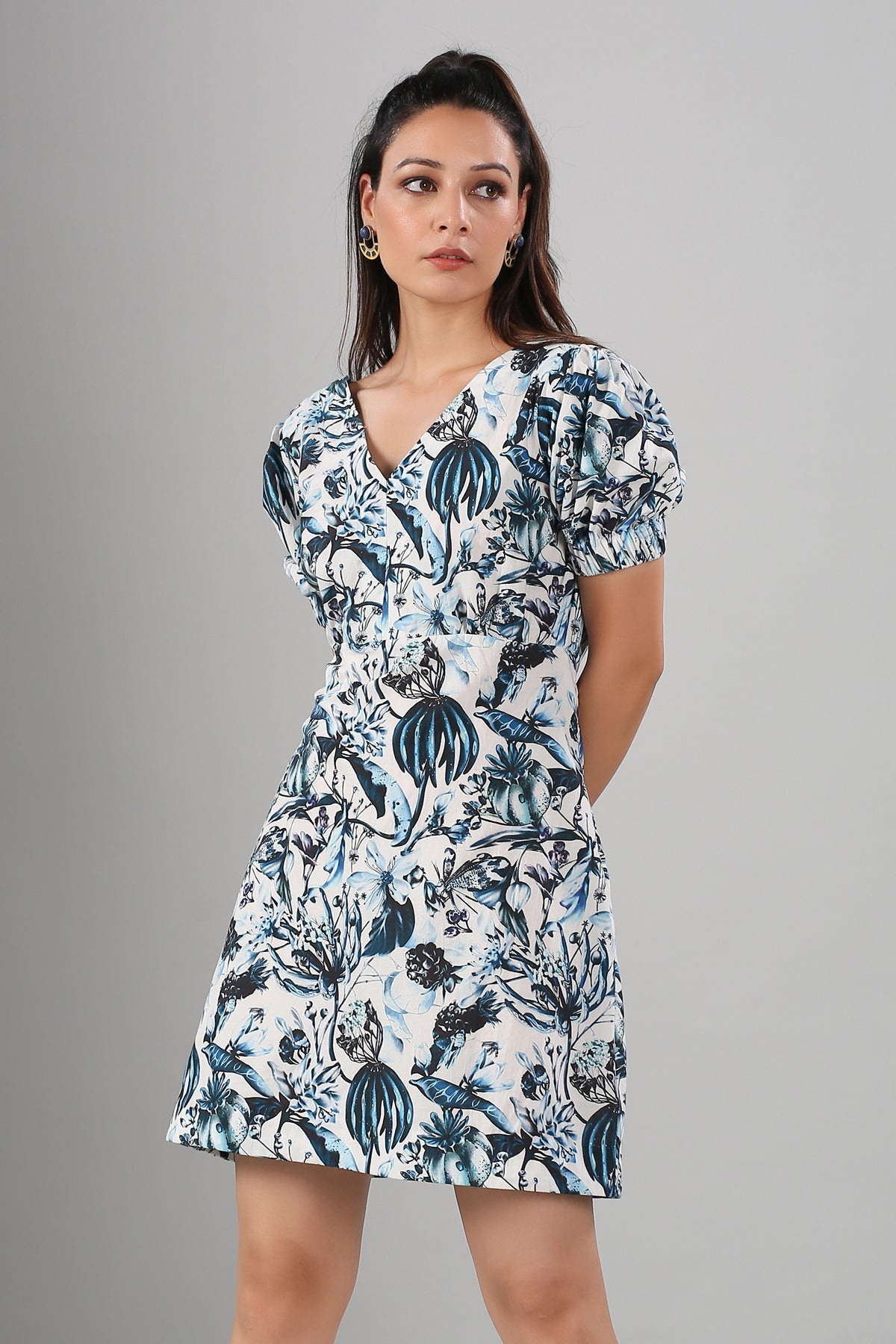 Multicolor Mini Dress by MOH-The Eternal Dhaga with Cotton, Mini Dresses, Moh-The eternal Dhaga, Multicolor, Natural, Prints, Resort Wear, Slim Fit, Womenswear at Kamakhyaa for sustainable fashion