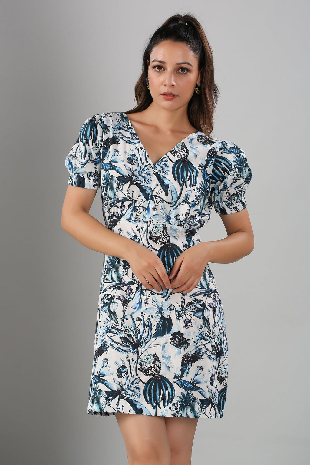 Multicolor Mini Dress by MOH-The Eternal Dhaga with Cotton, Mini Dresses, Moh-The eternal Dhaga, Multicolor, Natural, Prints, Resort Wear, Slim Fit, Womenswear at Kamakhyaa for sustainable fashion