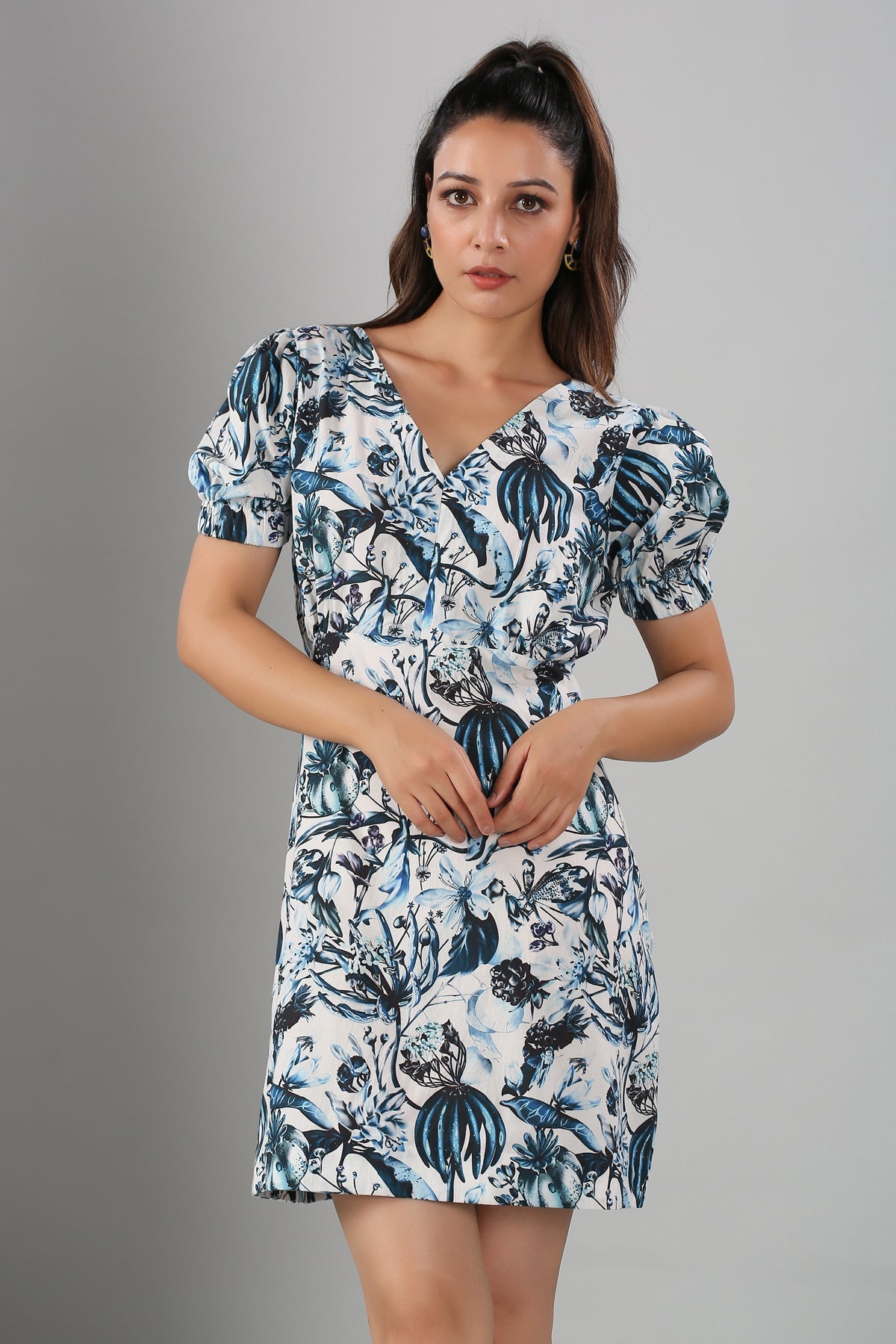 Multicolor Mini Dress by MOH-The Eternal Dhaga with Cotton, Mini Dresses, Moh-The eternal Dhaga, Multicolor, Natural, Prints, Resort Wear, Slim Fit, Womenswear at Kamakhyaa for sustainable fashion