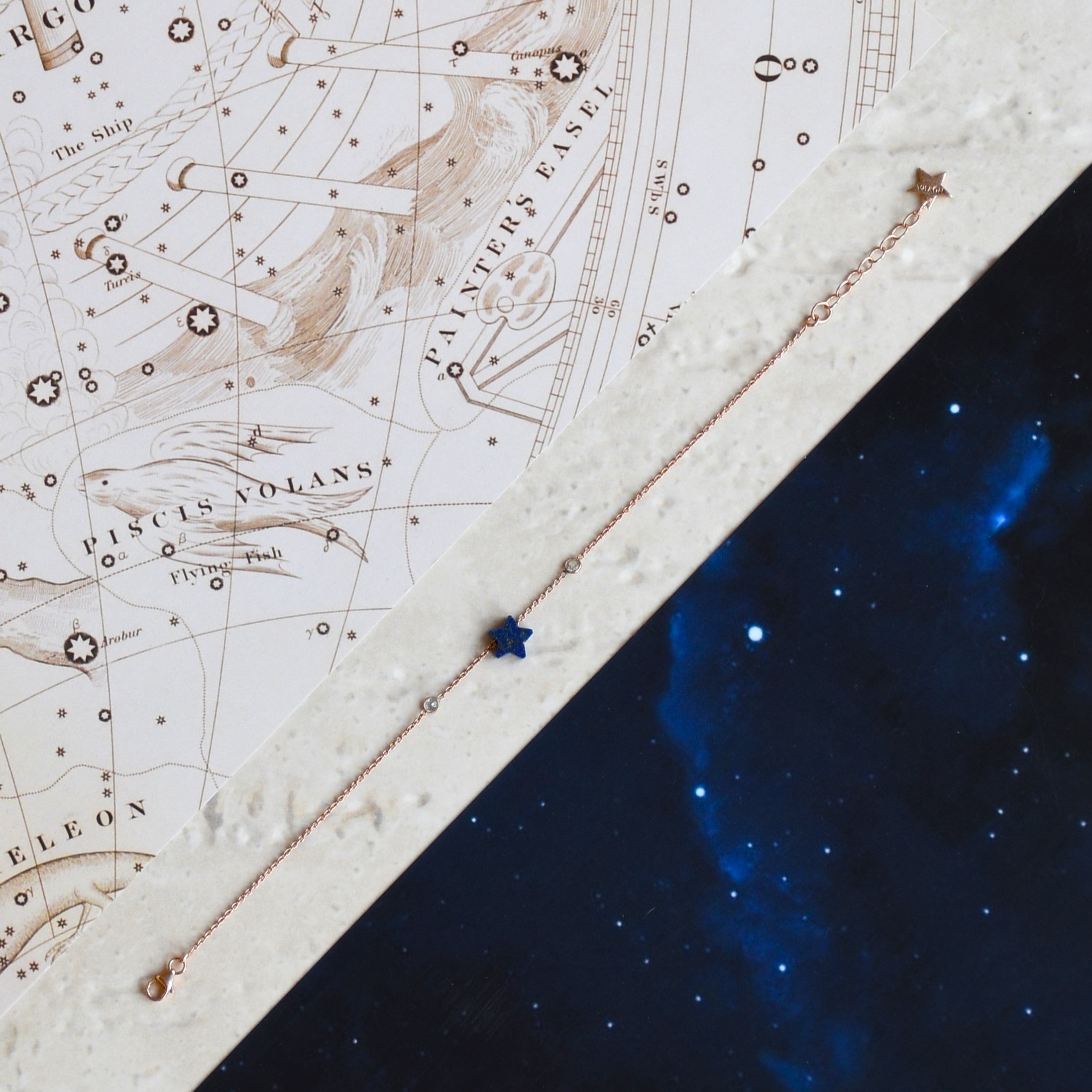 Athena Star Bracelet by Noyra with Add Ons, Blue, Bracelets, Fashion Jewellery, jewelry, Micron, Natural, Silver, Textured at Kamakhyaa for sustainable fashion