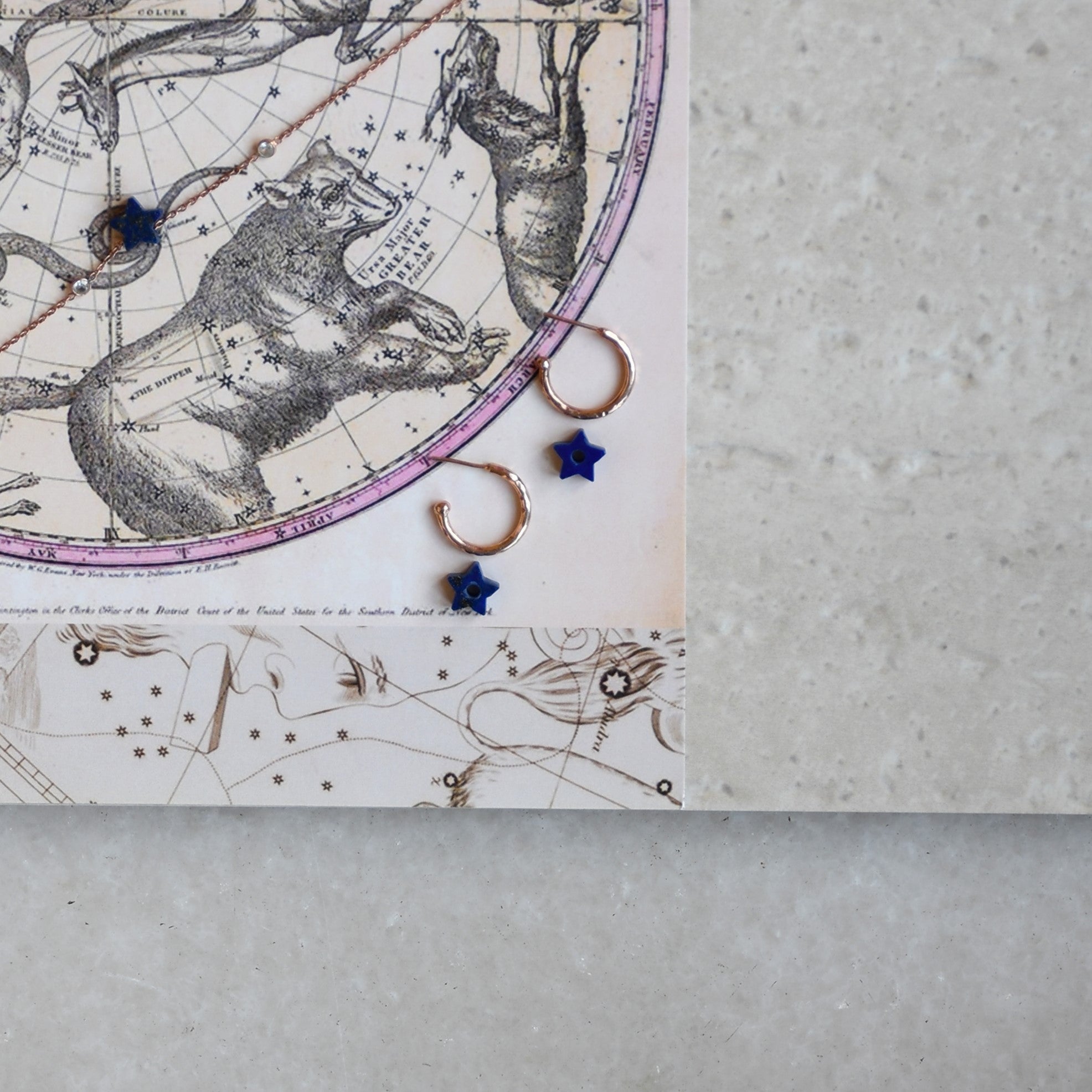 Athena Star Hoops Mini by Noyra with Blue, Fashion Jewellery, Hoops, jewelry, Micron, Natural, Office Wear Jewellery, Short Earrings, Silver, Solids at Kamakhyaa for sustainable fashion