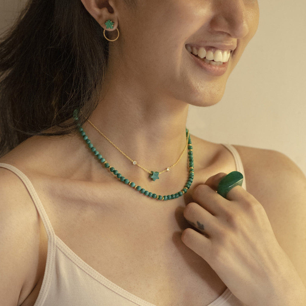 Juno Choker by Noyra with Beaded Jewellery, Choker, Fashion Jewellery, Gemstone, Green, jewelry, July Sale, July Sale 2023, Natural, Solids at Kamakhyaa for sustainable fashion