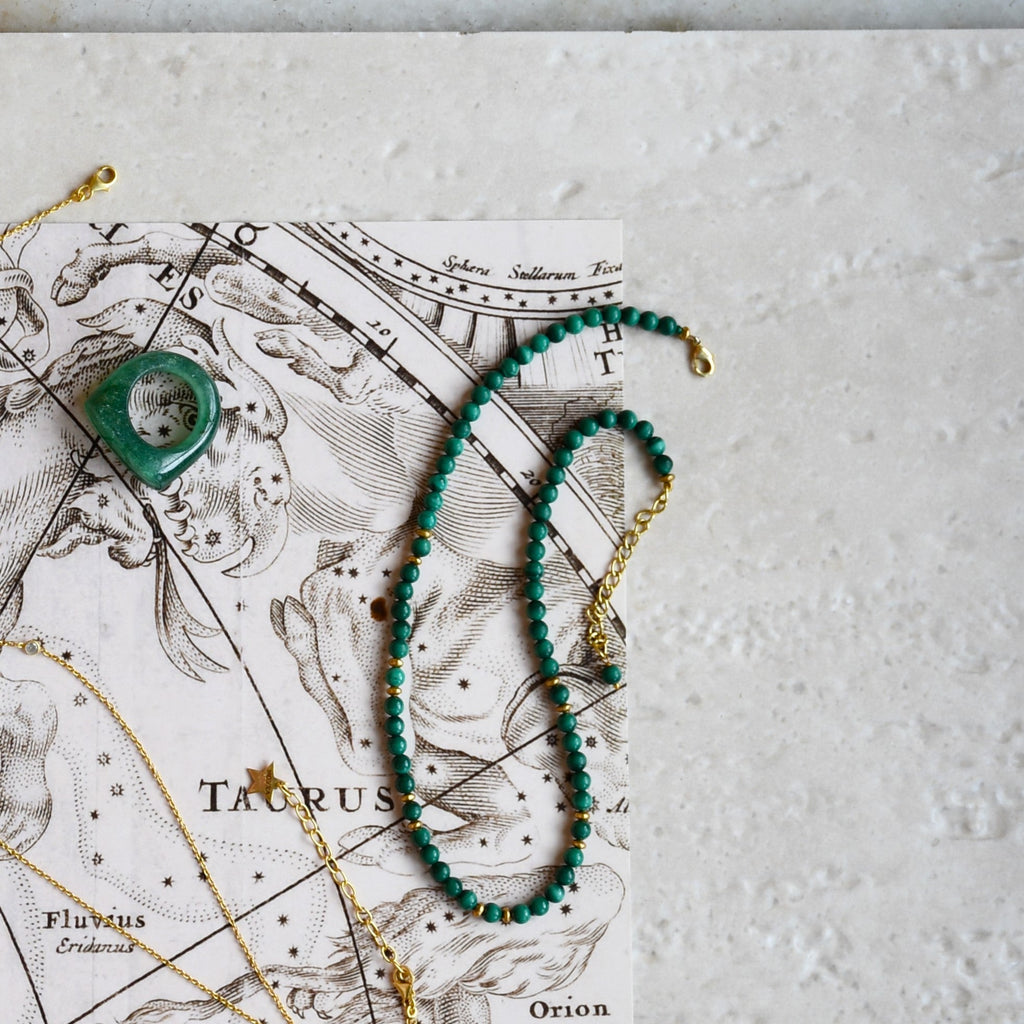 Juno Choker by Noyra with Beaded Jewellery, Choker, Fashion Jewellery, Gemstone, Green, jewelry, July Sale, July Sale 2023, Natural, Solids at Kamakhyaa for sustainable fashion