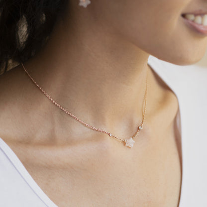 Venus Star Necklace by Noyra with Fashion Jewellery, jewelry, Micron, Natural, Necklaces, Pink, Silver, Solids at Kamakhyaa for sustainable fashion