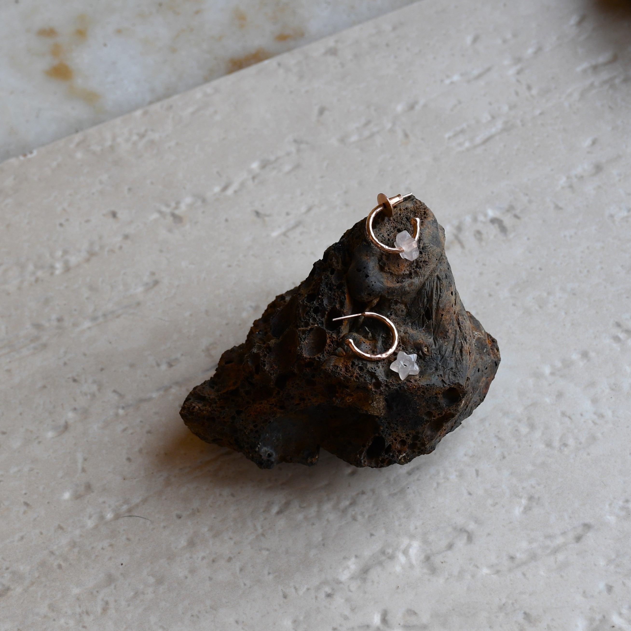 Venus Star Hoops Mini by Noyra with Fashion Jewellery, Hoops, jewelry, Micron, Natural, Office Wear Jewellery, Pink, Silver, Solids at Kamakhyaa for sustainable fashion