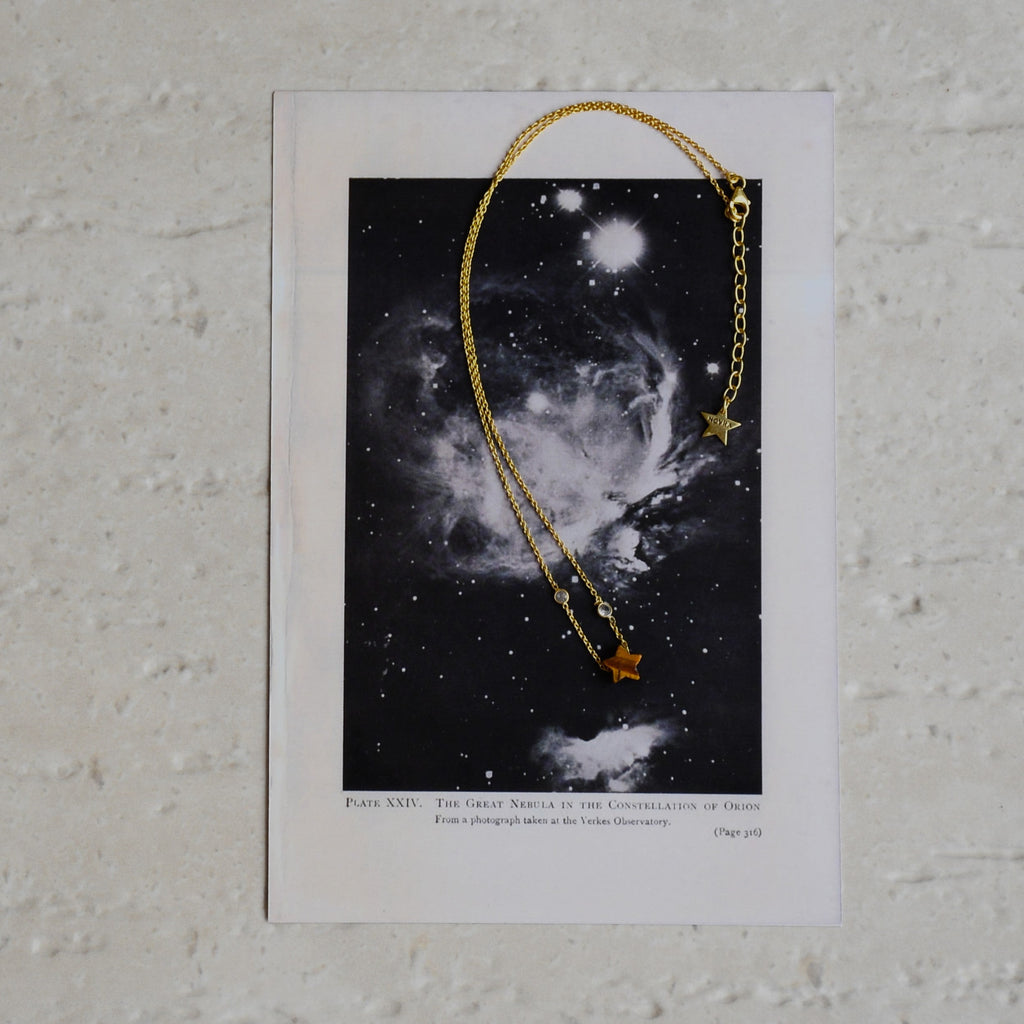 Freya Star Necklace by Noyra with Brown, Fashion Jewellery, jewelry, Micron, Natural, Necklaces, Silver, Solids at Kamakhyaa for sustainable fashion