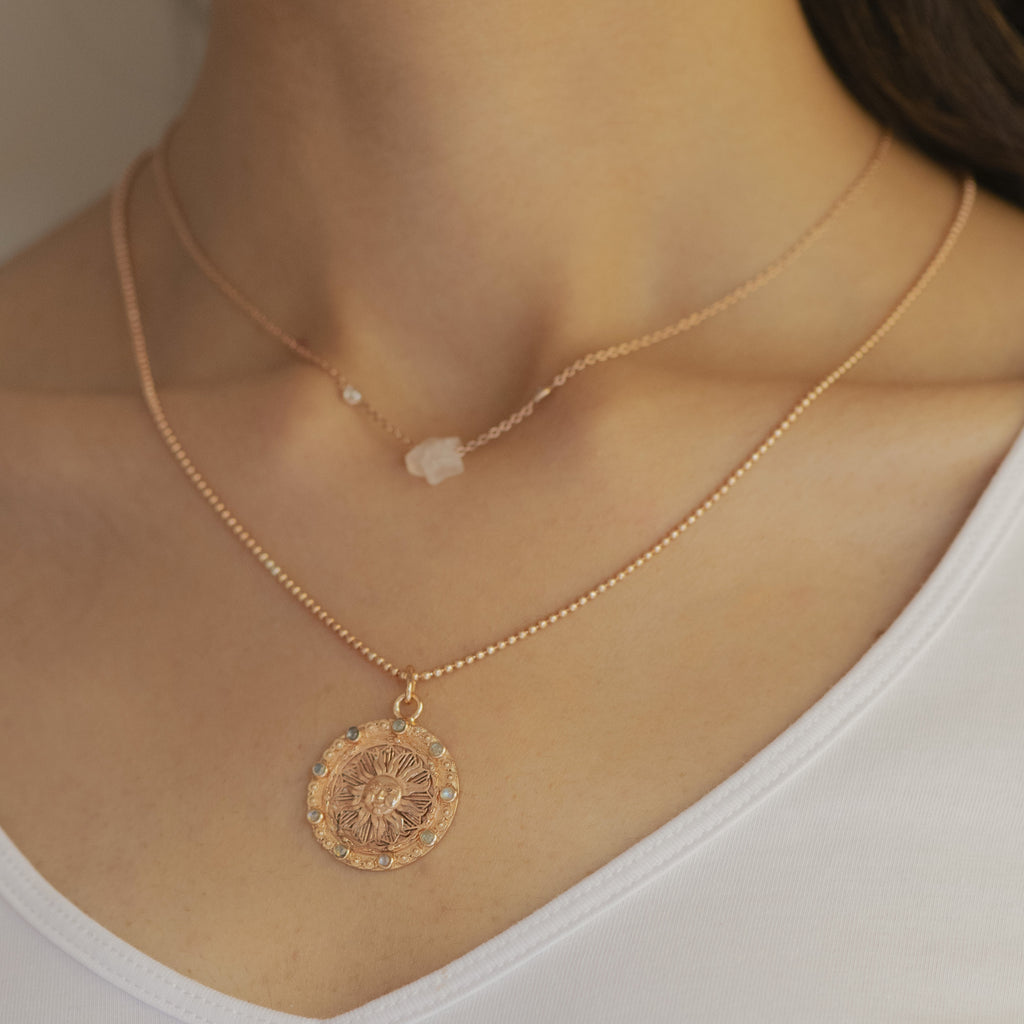Ra Pendant Chain Set Rose Gold by Noyra with Fashion Jewellery, Gold, jewelry, July Sale, July Sale 2023, Micron, Natural, Pendant, Silver, Solids at Kamakhyaa for sustainable fashion