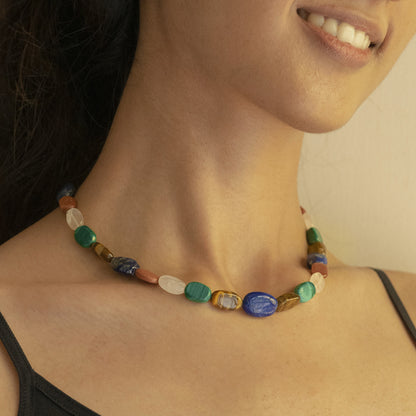 Galaxaia Necklace by Noyra with Beaded Jewellery, Brass Alloy, Choker, Fashion Jewellery, jewelry, July Sale, July Sale 2023, Micron, Multicolor, Natural, Solids at Kamakhyaa for sustainable fashion