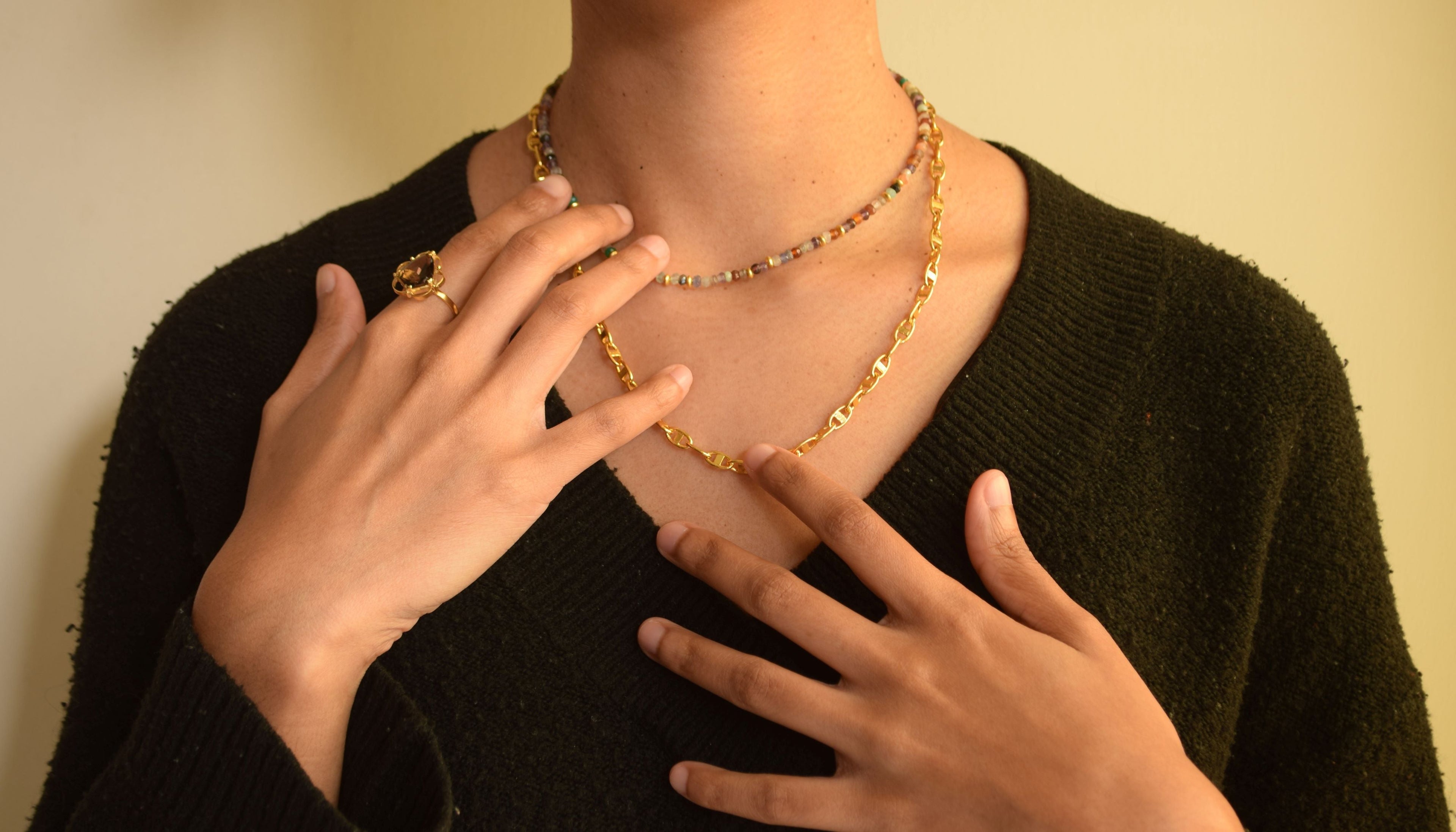 Iris Choker by Noyra with Alloy, Beaded Jewellery, Choker, Fashion Jewellery, jewelry, Micron, Multicolor, Natural, Solids at Kamakhyaa for sustainable fashion