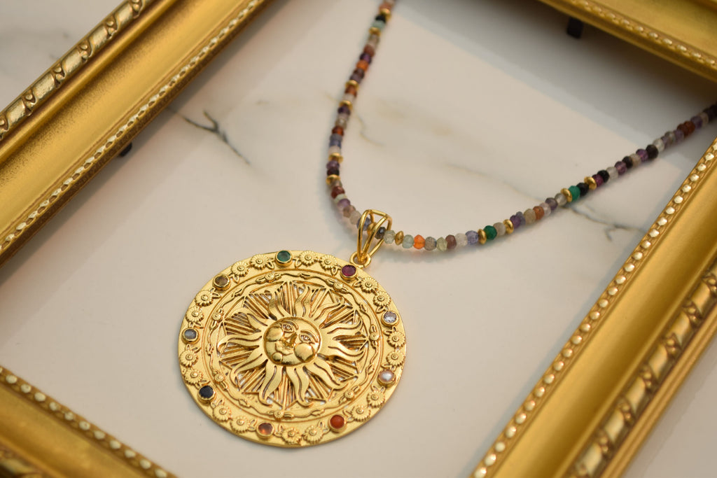 Ra Pendant by Noyra with Brass Alloy, Fashion Jewellery, Gold, jewelry, July Sale, July Sale 2023, Micron, Natural, Pendant, Solids at Kamakhyaa for sustainable fashion