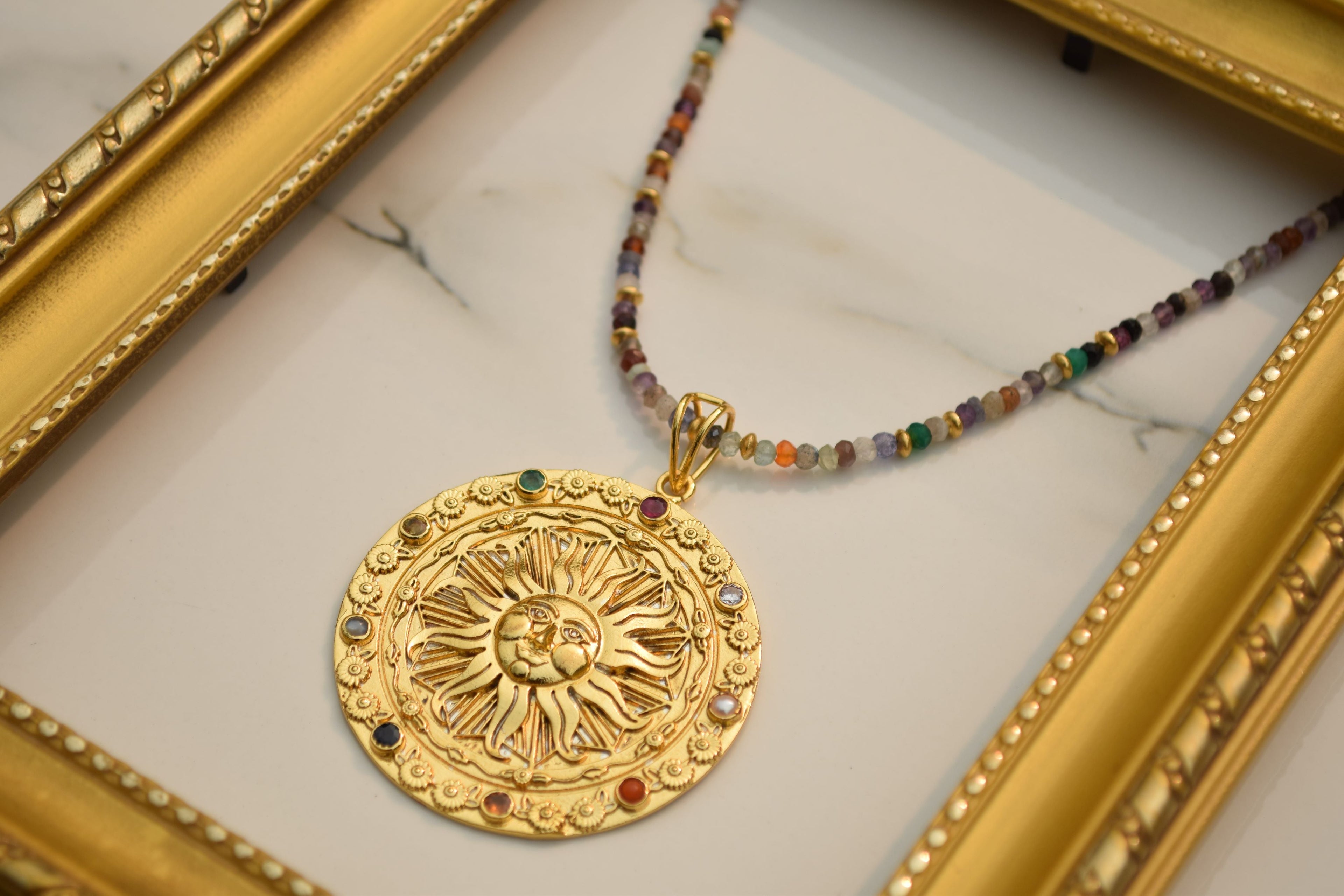 Ra Pendant by Noyra with Brass Alloy, Fashion Jewellery, Gold, jewelry, July Sale, July Sale 2023, Micron, Natural, Pendant, Solids at Kamakhyaa for sustainable fashion