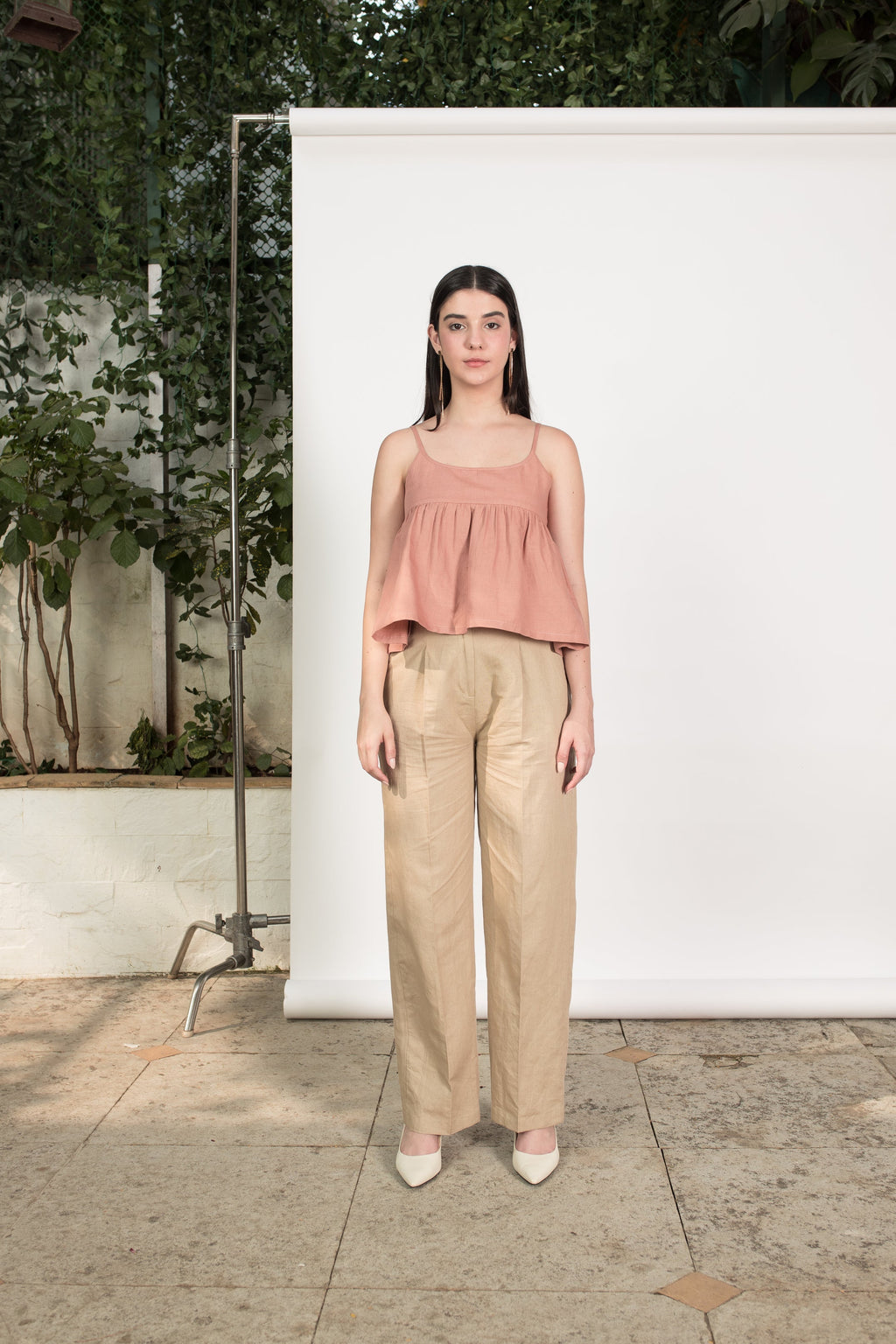 Pink Sleeveless Back Bow Top by Anushé Pirani with Cotton Hemp, Nostalgic Whispers, Nostalgic Whispers by Anushe Pirani, Pink, Regular Fit, Sleeveless, solid, Tops & Shirts, Womenswear at Kamakhyaa for sustainable fashion