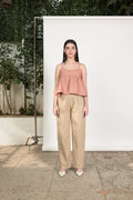 Pink Sleeveless Back Bow Top by Anushé Pirani with Cotton Hemp, Nostalgic Whispers, Nostalgic Whispers by Anushe Pirani, Pink, Regular Fit, Sleeveless, solid, Tops & Shirts, Womenswear at Kamakhyaa for sustainable fashion