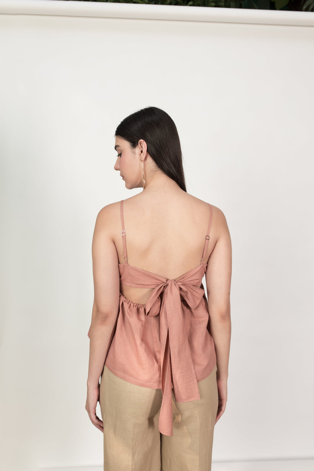 Pink Sleeveless Back Bow Top by Anushé Pirani with Cotton Hemp, Nostalgic Whispers, Nostalgic Whispers by Anushe Pirani, Pink, Regular Fit, Sleeveless, solid, Tops & Shirts, Womenswear at Kamakhyaa for sustainable fashion