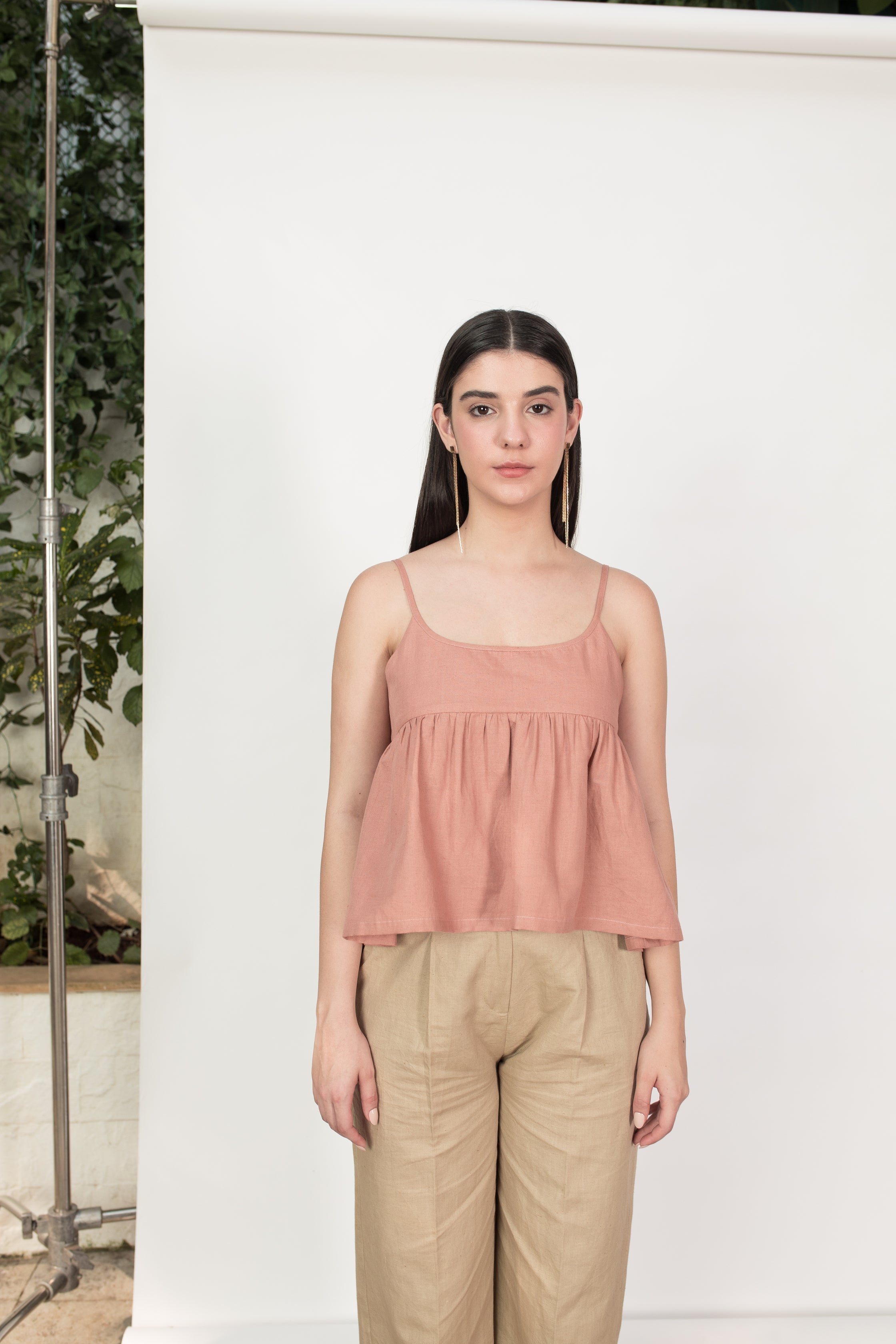 Pink Sleeveless Back Bow Top by Anushé Pirani with Cotton Hemp, Nostalgic Whispers, Nostalgic Whispers by Anushe Pirani, Pink, Regular Fit, Sleeveless, solid, Tops & Shirts, Womenswear at Kamakhyaa for sustainable fashion