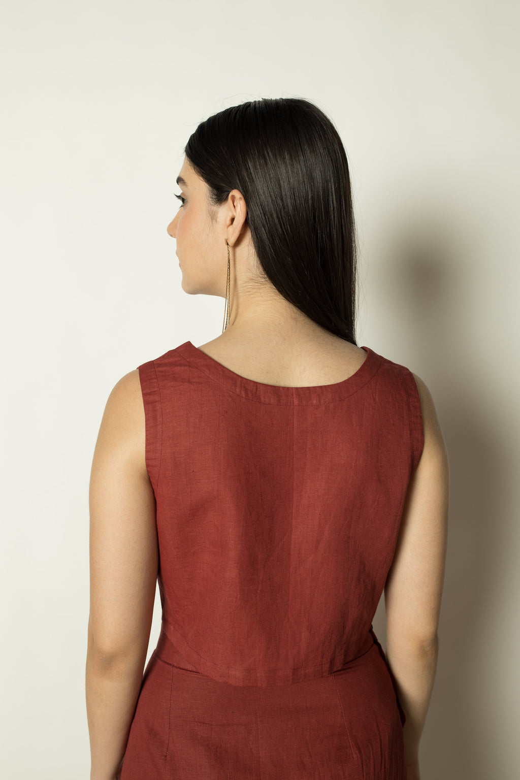 Red Crop Top with Strings by Anushé Pirani with Cotton Hemp, Crop Top, Nostalgic Whispers, Nostalgic Whispers by Anushe Pirani, Red, solid, Tops & Shirts, Womenswear at Kamakhyaa for sustainable fashion