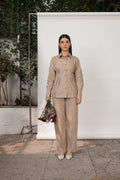 Beige Shirt with Pleats by Anushé Pirani with Beige, Cotton Hemp, Nostalgic Whispers, Nostalgic Whispers by Anushe Pirani, Slim Fit, solid, Tops & Shirts, Womenswear at Kamakhyaa for sustainable fashion