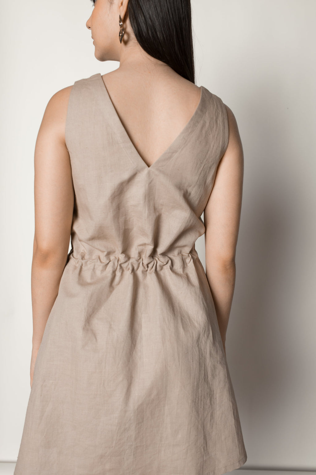 Beige Sundress by Anushé Pirani with Beige, Cotton Hemp, Dresses, Mini Dress, Nostalgic Whispers, Nostalgic Whispers by Anushe Pirani, Regular Fit, solid, Womenswear at Kamakhyaa for sustainable fashion