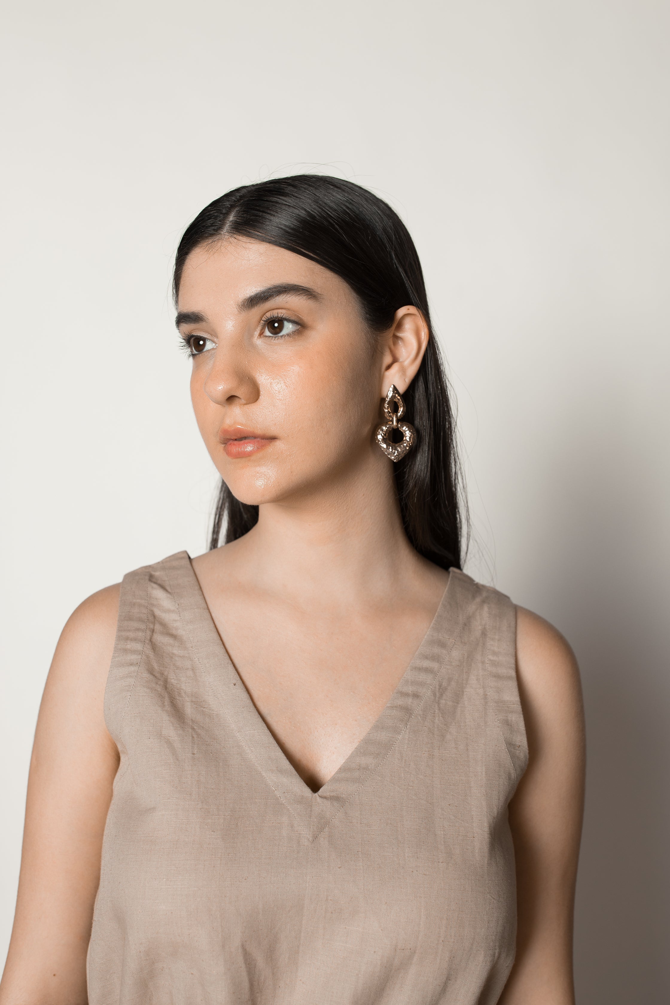 Beige Sundress by Anushé Pirani with Beige, Cotton Hemp, Dresses, Mini Dress, Nostalgic Whispers, Nostalgic Whispers by Anushe Pirani, Regular Fit, solid, Womenswear at Kamakhyaa for sustainable fashion