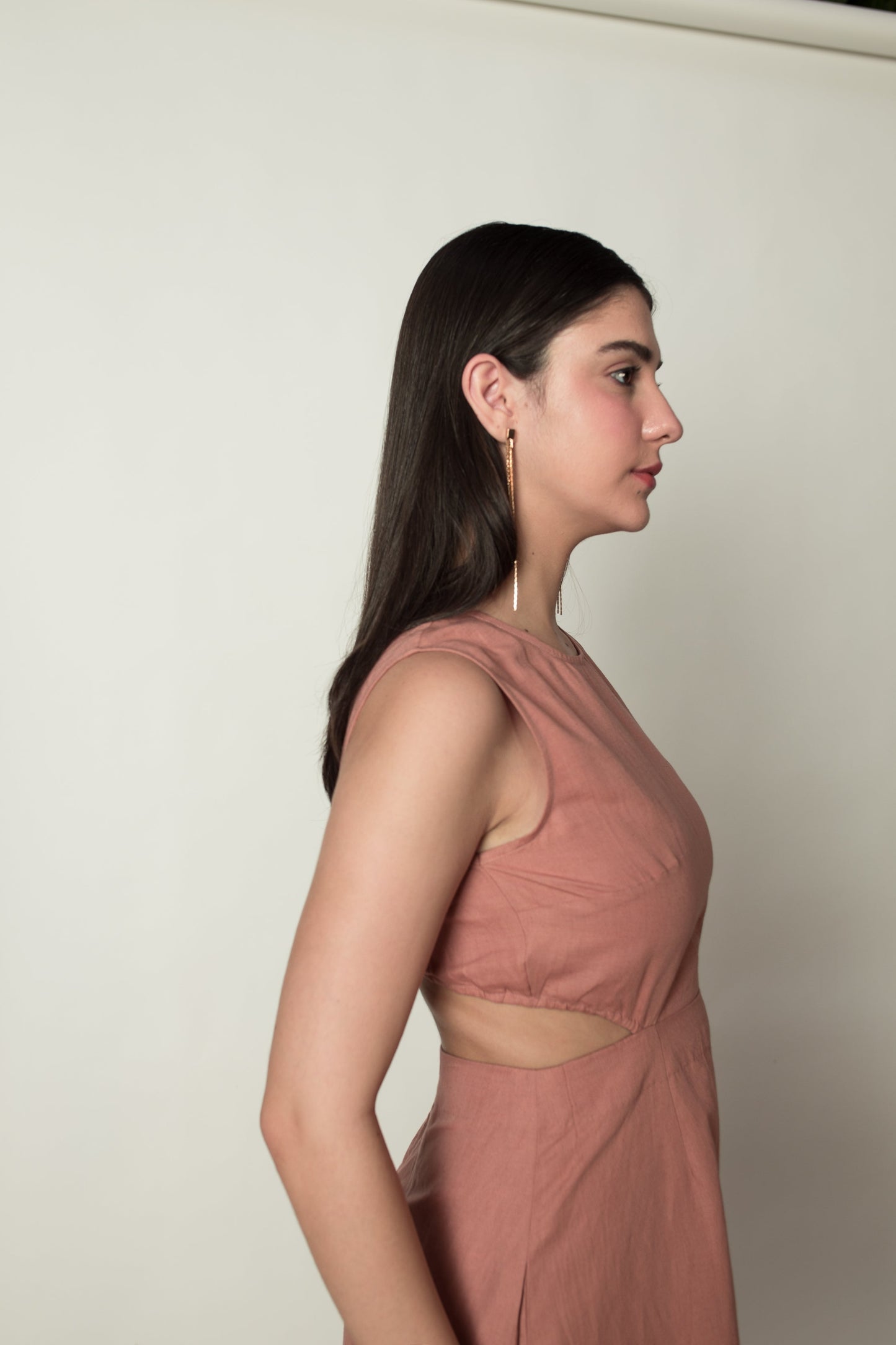 Pink Sleeveless Dress with Cut-Outs by Anushé Pirani with Cotton Hemp, Cut Out Dresses, Dresses, Maxi Dresses, Nostalgic Whispers, Nostalgic Whispers by Anushe Pirani, Pink, Sleeveless, solid, Womenswear at Kamakhyaa for sustainable fashion