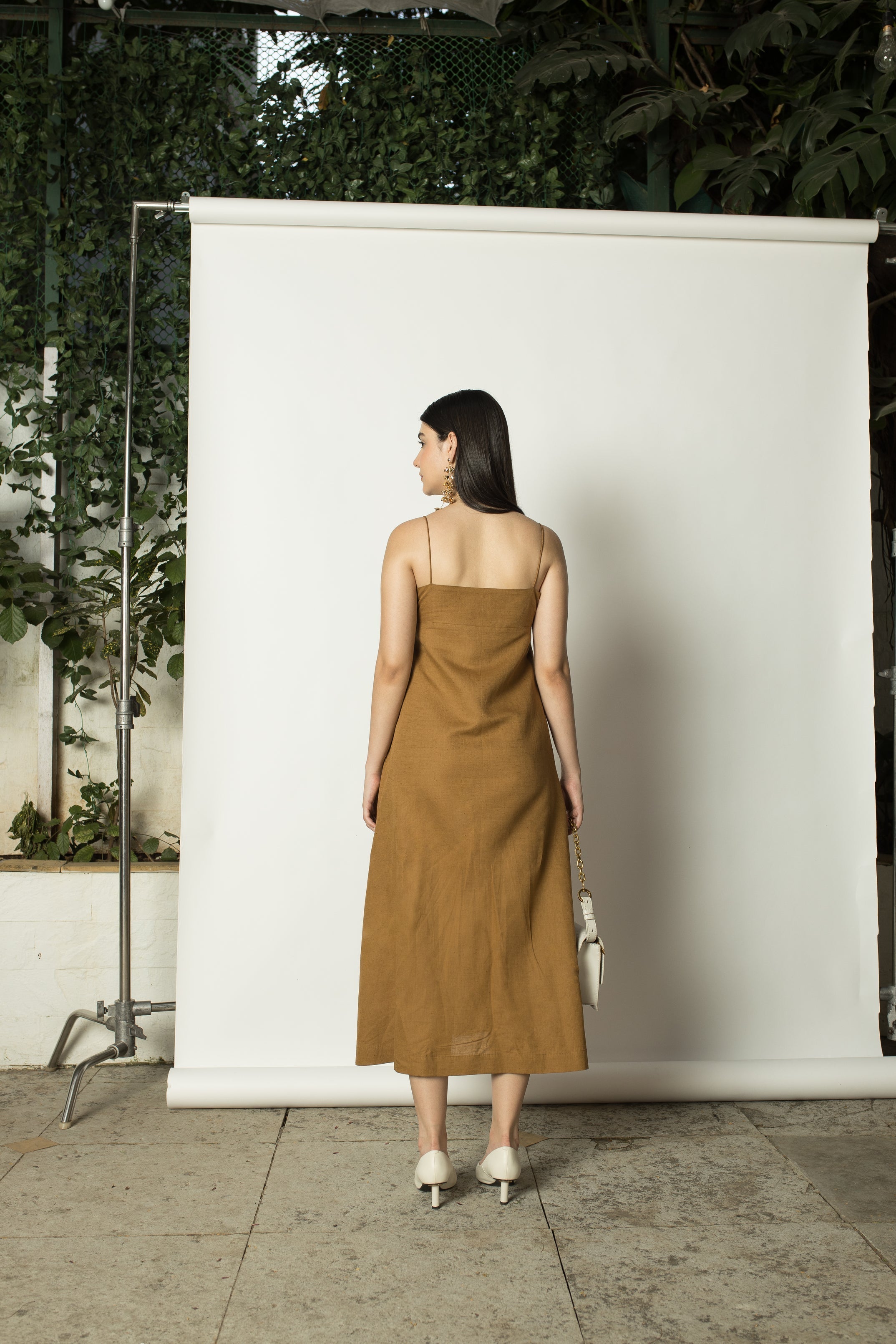Yellow Sleeveless Slip Dress by Anushé Pirani with Cotton Hemp, Dresses, Nostalgic Whispers, Nostalgic Whispers by Anushe Pirani, Sleeveless, Slip Dress, solid, Womenswear, Yellow at Kamakhyaa for sustainable fashion