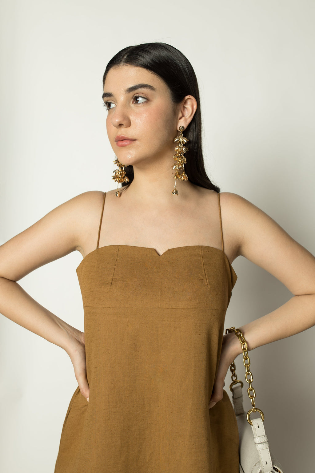 Yellow Sleeveless Slip Dress by Anushé Pirani with Cotton Hemp, Dresses, Nostalgic Whispers, Nostalgic Whispers by Anushe Pirani, Sleeveless, Slip Dress, solid, Womenswear, Yellow at Kamakhyaa for sustainable fashion