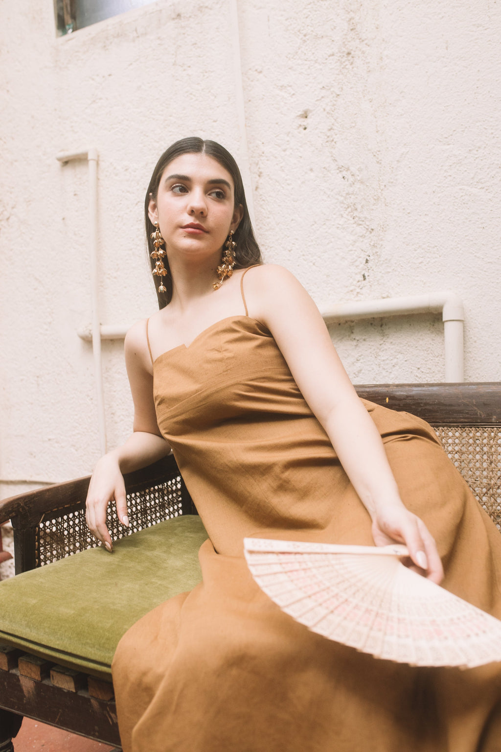 Yellow Sleeveless Slip Dress by Anushé Pirani with Cotton Hemp, Dresses, Nostalgic Whispers, Nostalgic Whispers by Anushe Pirani, Sleeveless, Slip Dress, solid, Womenswear, Yellow at Kamakhyaa for sustainable fashion