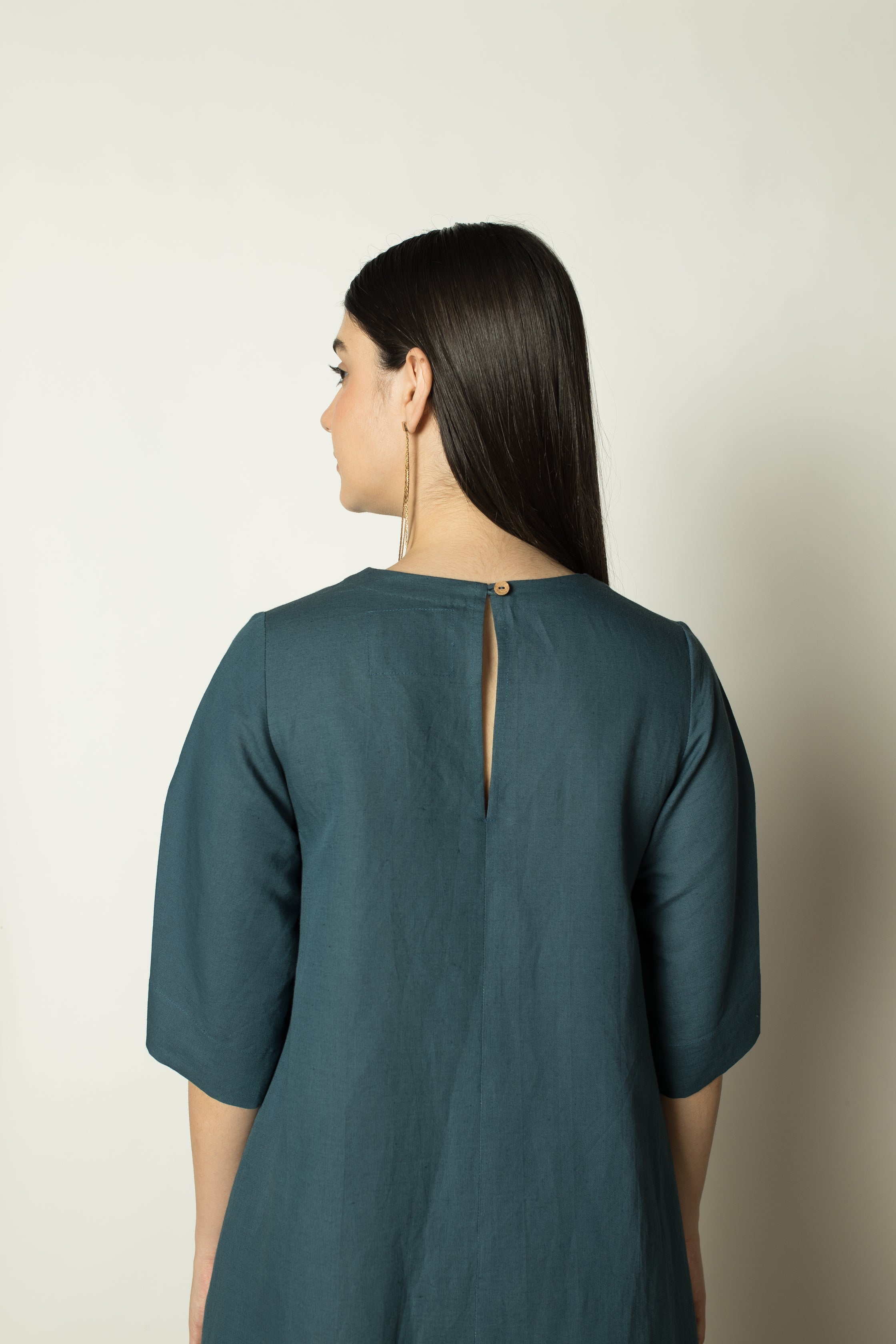 Green Solid Maxi Dress by Anushé Pirani with Cotton Hemp, Dresses, Green, Maxi Dresses, Nostalgic Whispers, Nostalgic Whispers by Anushe Pirani, Relaxed Fit, solid, Womenswear at Kamakhyaa for sustainable fashion