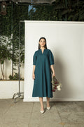 Green Solid Maxi Dress by Anushé Pirani with Cotton Hemp, Dresses, Green, Maxi Dresses, Nostalgic Whispers, Nostalgic Whispers by Anushe Pirani, Relaxed Fit, solid, Womenswear at Kamakhyaa for sustainable fashion