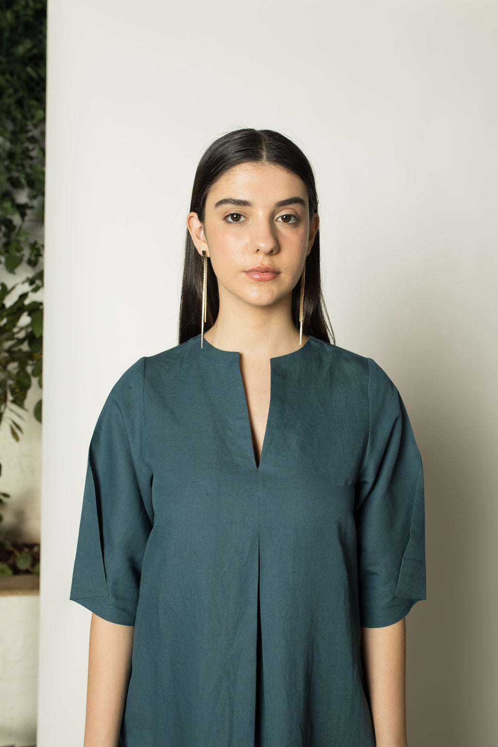 Green Solid Maxi Dress by Anushé Pirani with Cotton Hemp, Dresses, Green, Maxi Dresses, Nostalgic Whispers, Nostalgic Whispers by Anushe Pirani, Relaxed Fit, solid, Womenswear at Kamakhyaa for sustainable fashion