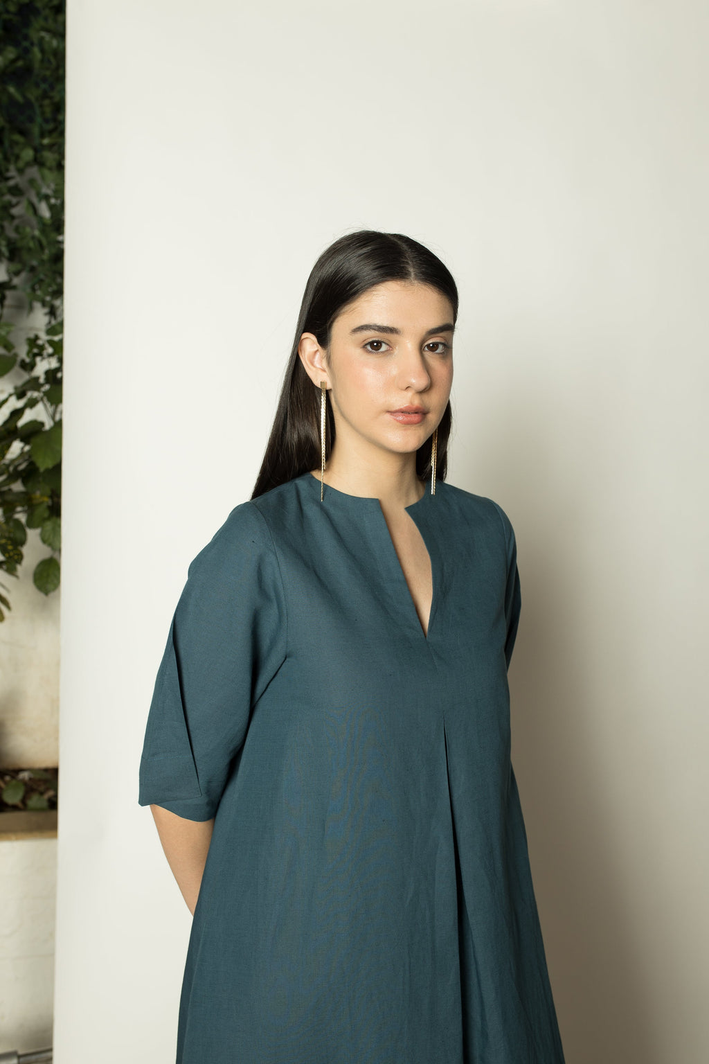 Green Solid Maxi Dress by Anushé Pirani with Cotton Hemp, Dresses, Green, Maxi Dresses, Nostalgic Whispers, Nostalgic Whispers by Anushe Pirani, Relaxed Fit, solid, Womenswear at Kamakhyaa for sustainable fashion