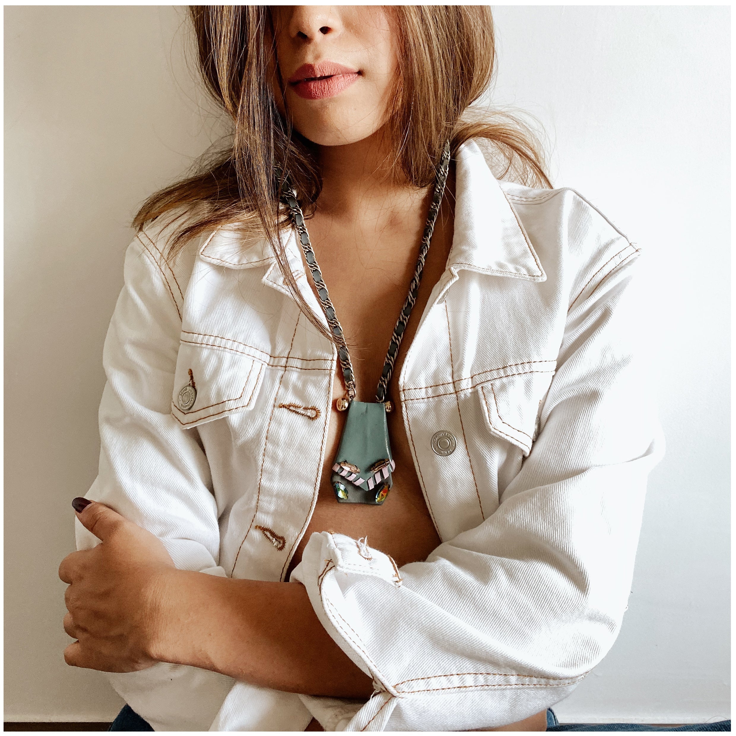 Necklaces Nora by Noupelle with Casual Wear, Free Size, Green, Less than $50, Necklaces, Upcycled, Upcycled from Leather Waste, Women Led Designer at Kamakhyaa for sustainable fashion