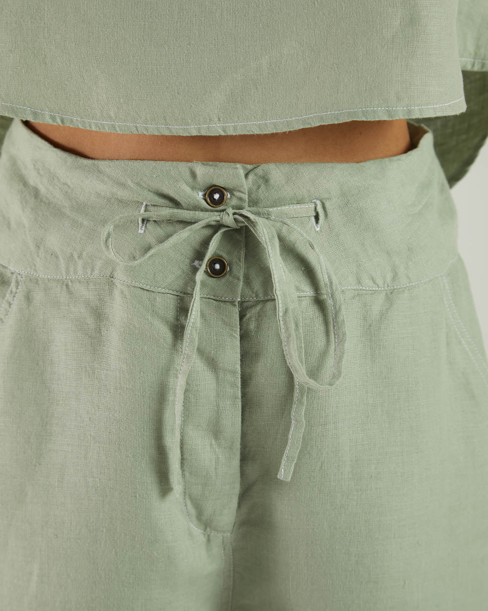 Olive Green Bemberg Shorts by Reistor with Bemberg, Casual Wear, Earth by Reistor, Green, Hemp, Natural, Regular Fit, Shorts, Solids, Womenswear at Kamakhyaa for sustainable fashion