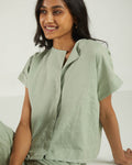 Olive Green Boxy Shirt by Reistor with Bemberg, Casual Wear, Earth by Reistor, Green, Natural, Regular Fit, Shirts, Solids, Tops, Womenswear at Kamakhyaa for sustainable fashion