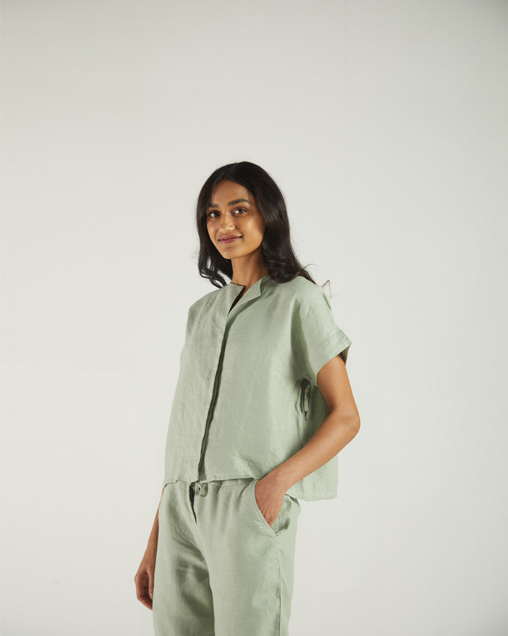 Olive Green Boxy Shirt by Reistor with Bemberg, Casual Wear, Earth by Reistor, Green, Natural, Regular Fit, Shirts, Solids, Tops, Womenswear at Kamakhyaa for sustainable fashion