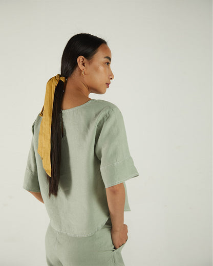 Olive Green Crop Top by Reistor with Bemberg, Casual Wear, Crop Tops, Earth by Reistor, Green, Hemp, Natural, Regular Fit, Solids, Tops, Womenswear at Kamakhyaa for sustainable fashion