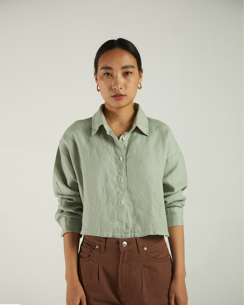 Olive Green Crop Top by Reistor with Bemberg, Casual Wear, Crop Tops, Earth by Reistor, Green, Natural, Regular Fit, Shirts, Solids, Tops, Womenswear at Kamakhyaa for sustainable fashion