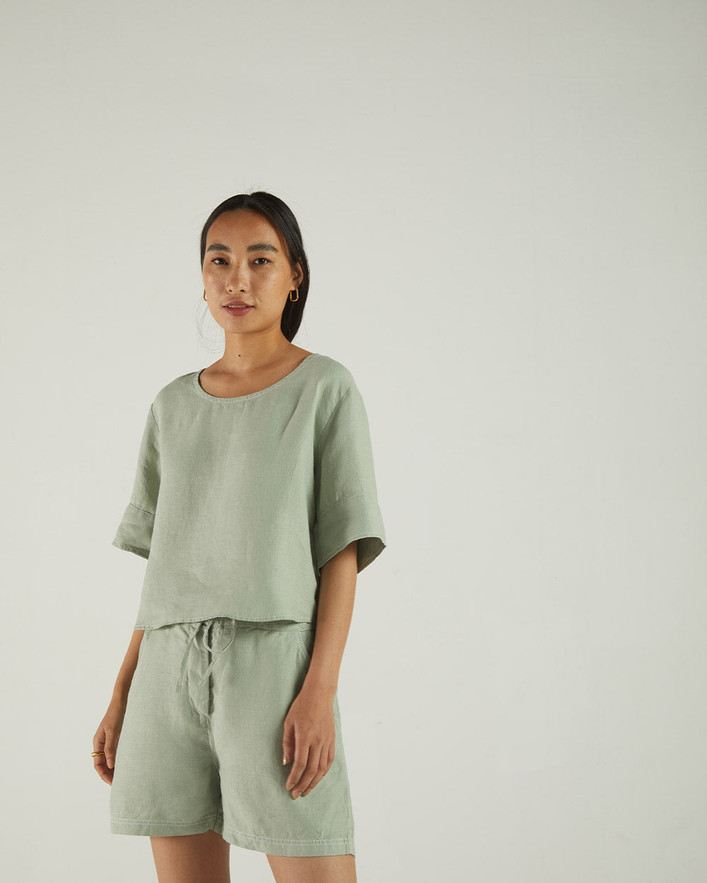 Olive Green Crop Top by Reistor with Bemberg, Casual Wear, Crop Tops, Earth by Reistor, Green, Hemp, Natural, Regular Fit, Solids, Tops, Womenswear at Kamakhyaa for sustainable fashion