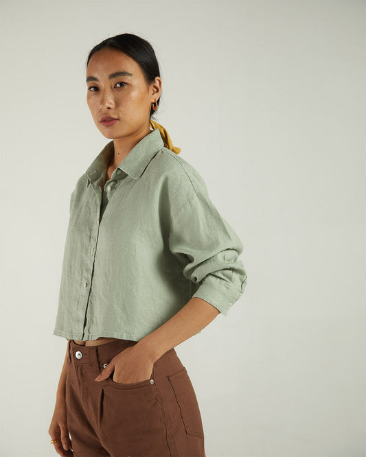 Olive Green Crop Top by Reistor with Bemberg, Casual Wear, Crop Tops, Earth by Reistor, Green, Natural, Regular Fit, Shirts, Solids, Tops, Womenswear at Kamakhyaa for sustainable fashion