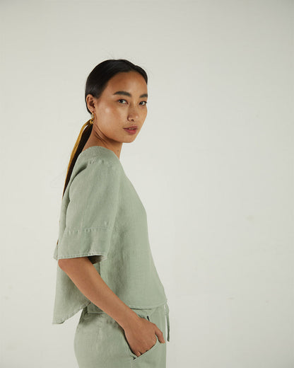 Olive Green Crop Top by Reistor with Bemberg, Casual Wear, Crop Tops, Earth by Reistor, Green, Hemp, Natural, Regular Fit, Solids, Tops, Womenswear at Kamakhyaa for sustainable fashion