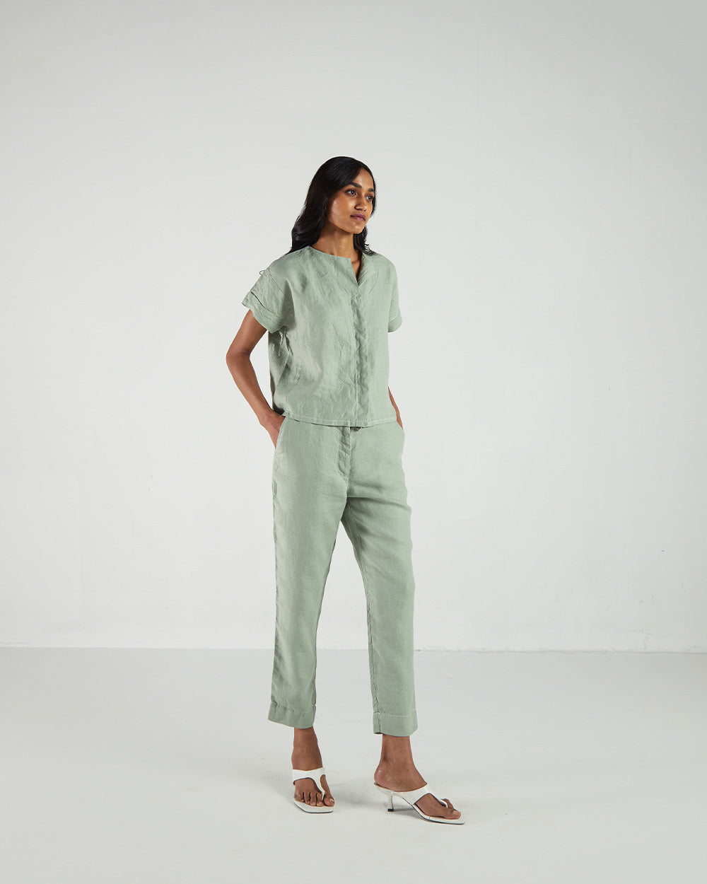 Olive High-Waist Pants by Reistor with Bemberg, Earth by Reistor, Green, Hemp, Natural, Pants, Solids, Womenswear at Kamakhyaa for sustainable fashion