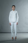 White Trousers by Anushé Pirani with Cotton, Handwoven Jute Cotton, July Sale, July Sale 2023, Natural, Office Wear, Regular Fit, sale anushe pirani, Solids, Trousers, White, Womenswear at Kamakhyaa for sustainable fashion