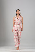 Pink Linen Co ord Set by MOH-The Eternal Dhaga with Cotton, Linen, Moh-The eternal Dhaga, Multicolor, Natural, Office Wear, Office Wear Co-ords, Pink, Prints, Slim Fit, Womenswear at Kamakhyaa for sustainable fashion