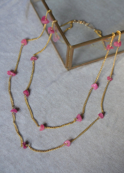 Pink Necklace Gravel by House Of Heer with Alloy Metal, Beaded Jewellery, Festive Jewellery, Festive Wear, Free Size, jewelry, July Sale, July Sale 2023, Less than $50, Natural, Necklaces, Pink, Products less than $25, Solids at Kamakhyaa for sustainable fashion