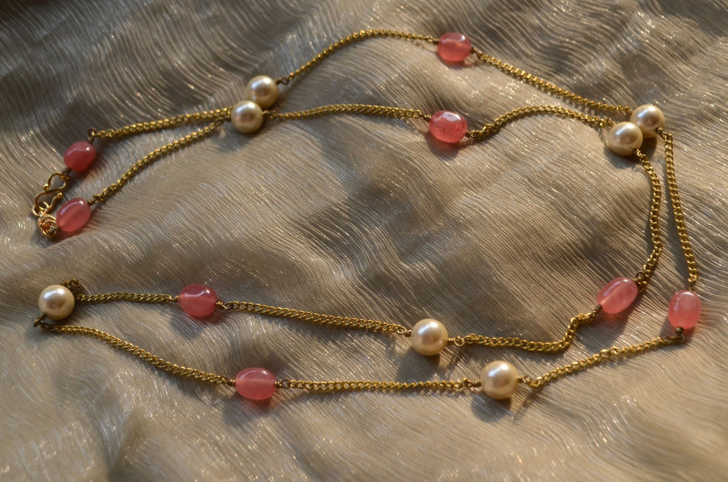 Pink Necklace Quartz by House Of Heer with Alloy Metal, Beaded Jewellery, Festive Jewellery, Festive Wear, Free Size, jewelry, July Sale, July Sale 2023, Less than $50, Natural, Necklaces, Pearl, Pink, Products less than $25, Solids at Kamakhyaa for sustainable fashion