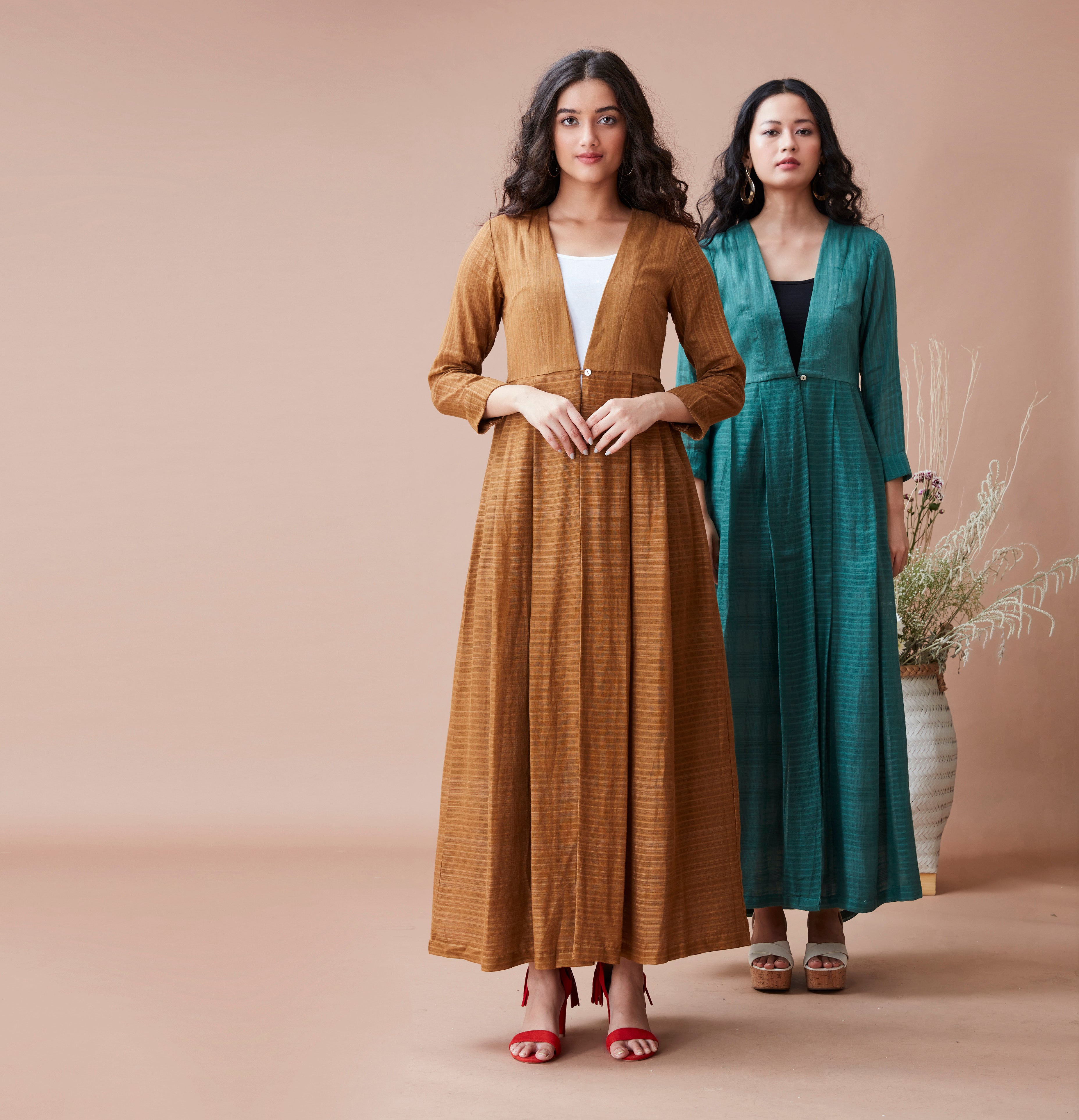 Brown Cotton Shrug by Dan Ba with Brown, Cotton, fall, July Sale, July Sale 2023, Natural, Relaxed Fit, Resort Wear, Shrugs, Solids, Womenswear at Kamakhyaa for sustainable fashion