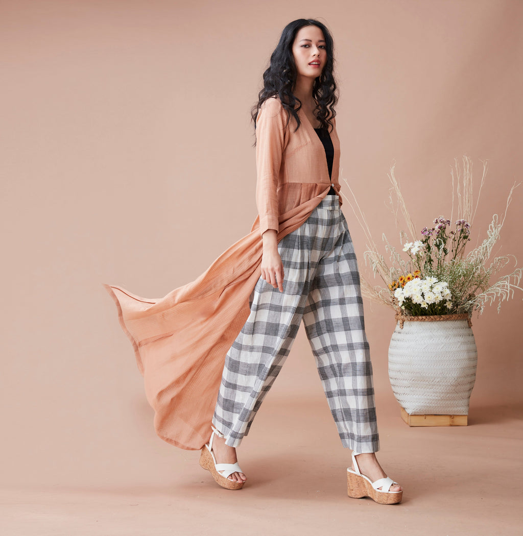 Brown Cotton Jacket by Dan Ba with Beige, Cotton, July Sale, July Sale 2023, Natural, Relaxed Fit, Resort Wear, Shrugs, Solids, Womenswear at Kamakhyaa for sustainable fashion