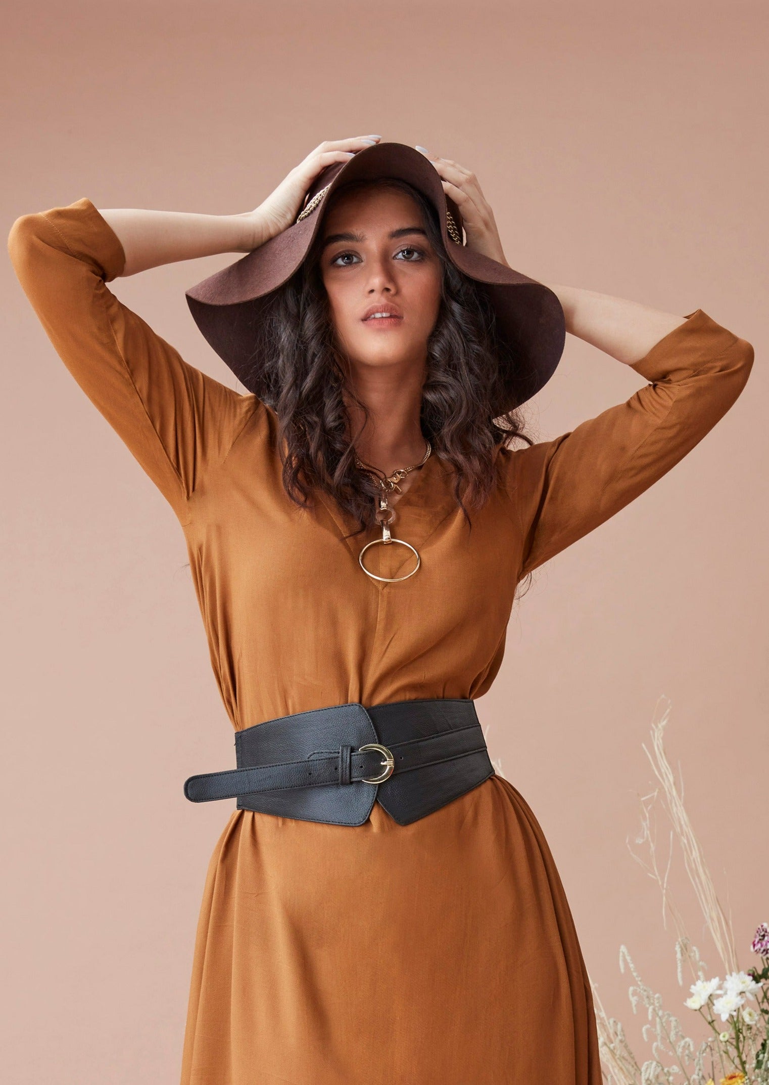 Brown Cotton Maxi Dress by Dan Ba with Brown, Cotton, fall, July Sale, July Sale 2023, Maxi Dresses, Natural, Relaxed Fit, Resort Wear, Solids, Womenswear at Kamakhyaa for sustainable fashion